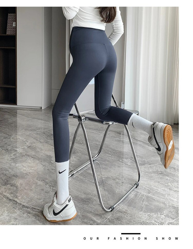 2023 m. pavasario Motinystės pilvo antblauzdžiai Kryžminiai žemu juosmeniu liesi nėščiųjų ryklio odos kelnės iki kulkšnies besitęsiančios nėščios moters jogos antblauzdžiai