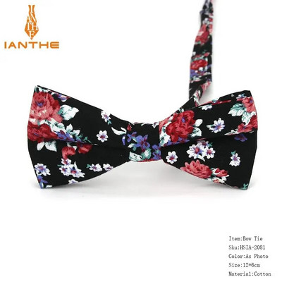 Vyriškas peteliškės lankstus peteliškės glotnus kaklaraištis, minkštas 100 % medvilnės drugelio dekoratyvinis raštas Paisley gėlėmis margintos kaklo kaklaraiščiai Cravata