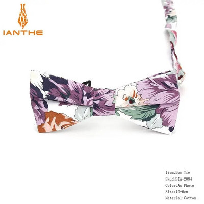 Vyriškas peteliškės lankstus peteliškės glotnus kaklaraištis, minkštas 100 % medvilnės drugelio dekoratyvinis raštas Paisley gėlėmis margintos kaklo kaklaraiščiai Cravata