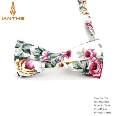 Vyriškas peteliškės lankstus peteliškės glotnus kaklaraištis, minkštas 100 % medvilnės drugelio dekoratyvinis raštas Paisley gėlėmis margintos kaklo kaklaraiščiai Cravata