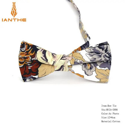 Vyriškas peteliškės lankstus peteliškės glotnus kaklaraištis, minkštas 100 % medvilnės drugelio dekoratyvinis raštas Paisley gėlėmis margintos kaklo kaklaraiščiai Cravata