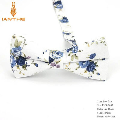 Vyriškas peteliškės lankstus peteliškės glotnus kaklaraištis, minkštas 100 % medvilnės drugelio dekoratyvinis raštas Paisley gėlėmis margintos kaklo kaklaraiščiai Cravata