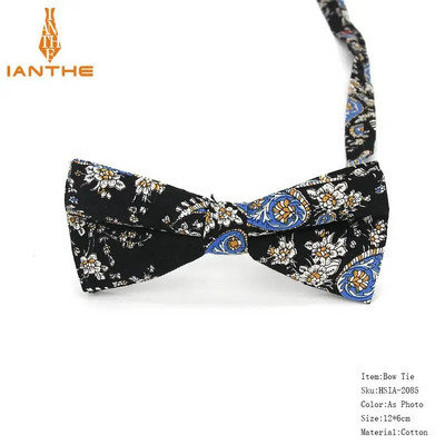 Vyriškas peteliškės lankstus peteliškės glotnus kaklaraištis, minkštas 100 % medvilnės drugelio dekoratyvinis raštas Paisley gėlėmis margintos kaklo kaklaraiščiai Cravata