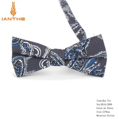 Vyriškas peteliškės lankstus peteliškės glotnus kaklaraištis, minkštas 100 % medvilnės drugelio dekoratyvinis raštas Paisley gėlėmis margintos kaklo kaklaraiščiai Cravata