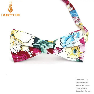 Vyriškas peteliškės lankstus peteliškės glotnus kaklaraištis, minkštas 100 % medvilnės drugelio dekoratyvinis raštas Paisley gėlėmis margintos kaklo kaklaraiščiai Cravata