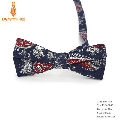 Vyriškas peteliškės lankstus peteliškės glotnus kaklaraištis, minkštas 100 % medvilnės drugelio dekoratyvinis raštas Paisley gėlėmis margintos kaklo kaklaraiščiai Cravata