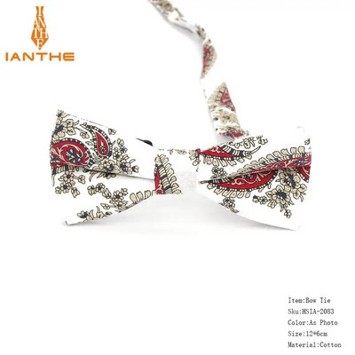 Vyriškas peteliškės lankstus peteliškės glotnus kaklaraištis, minkštas 100 % medvilnės drugelio dekoratyvinis raštas Paisley gėlėmis margintos kaklo kaklaraiščiai Cravata