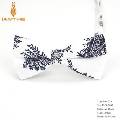 Vyriškas peteliškės lankstus peteliškės glotnus kaklaraištis, minkštas 100 % medvilnės drugelio dekoratyvinis raštas Paisley gėlėmis margintos kaklo kaklaraiščiai Cravata