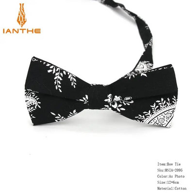 Vyriškas peteliškės lankstus peteliškės glotnus kaklaraištis, minkštas 100 % medvilnės drugelio dekoratyvinis raštas Paisley gėlėmis margintos kaklo kaklaraiščiai Cravata