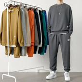 Costum Waffle Bărbați Toamnă Nou Sport Ocazional Hanorac și pantaloni subțiri cu mâneci lungi Set din două piese Trening la modă frumos Hip Hop