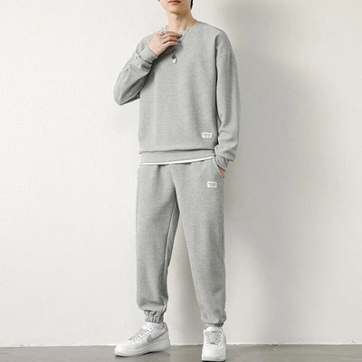 Costum Waffle Bărbați Toamnă Nou Sport Ocazional Hanorac și pantaloni subțiri cu mâneci lungi Set din două piese Trening la modă frumos Hip Hop