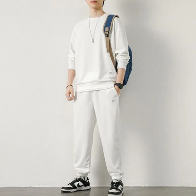 Costum Waffle Bărbați Toamnă Nou Sport Ocazional Hanorac și pantaloni subțiri cu mâneci lungi Set din două piese Trening la modă frumos Hip Hop