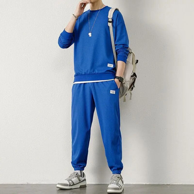 Costum Waffle Bărbați Toamnă Nou Sport Ocazional Hanorac și pantaloni subțiri cu mâneci lungi Set din două piese Trening la modă frumos Hip Hop