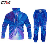 CJLM Set de hanorace 3D, albastru, grafică artistică, trening, îmbrăcăminte pentru bărbați, tricou polo, jachetă, costum sport, soț 2020