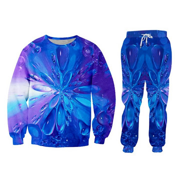 CJLM 3D Hoodie Set Blue Art Graphics Анцуг Зимно мъжко облекло Поло тениска Суичъри Яке Спортен костюм Съпруг 2020