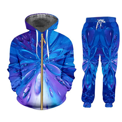 CJLM Set de hanorace 3D, albastru, grafică artistică, trening, îmbrăcăminte pentru bărbați, tricou polo, jachetă, costum sport, soț 2020