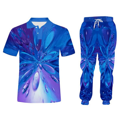 CJLM Set de hanorace 3D, albastru, grafică artistică, trening, îmbrăcăminte pentru bărbați, tricou polo, jachetă, costum sport, soț 2020