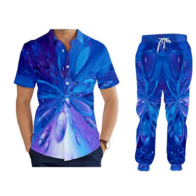 CJLM Set de hanorace 3D, albastru, grafică artistică, trening, îmbrăcăminte pentru bărbați, tricou polo, jachetă, costum sport, soț 2020