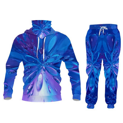 CJLM Set de hanorace 3D, albastru, grafică artistică, trening, îmbrăcăminte pentru bărbați, tricou polo, jachetă, costum sport, soț 2020
