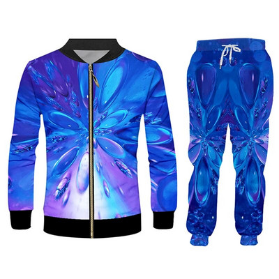 CJLM Set de hanorace 3D, albastru, grafică artistică, trening, îmbrăcăminte pentru bărbați, tricou polo, jachetă, costum sport, soț 2020