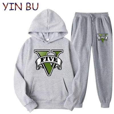 Joc Grand Theft Auto GTA Hanorace casual cu glugă pentru bărbați Treninguri Hanorace Topuri Sport+Pantaloni Seturi două piese Îmbrăcăminte