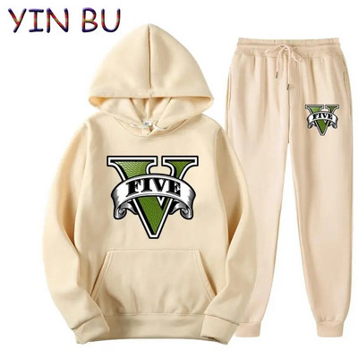 Joc Grand Theft Auto GTA Hanorace casual cu glugă pentru bărbați Treninguri Hanorace Topuri Sport+Pantaloni Seturi două piese Îmbrăcăminte