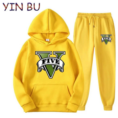 Joc Grand Theft Auto GTA Hanorace casual cu glugă pentru bărbați Treninguri Hanorace Topuri Sport+Pantaloni Seturi două piese Îmbrăcăminte