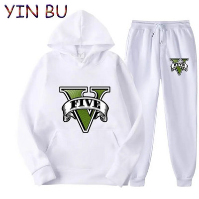 Joc Grand Theft Auto GTA Hanorace casual cu glugă pentru bărbați Treninguri Hanorace Topuri Sport+Pantaloni Seturi două piese Îmbrăcăminte
