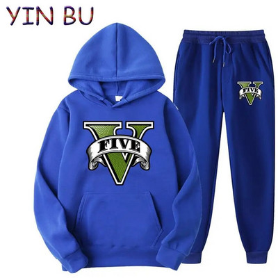 Joc Grand Theft Auto GTA Hanorace casual cu glugă pentru bărbați Treninguri Hanorace Topuri Sport+Pantaloni Seturi două piese Îmbrăcăminte