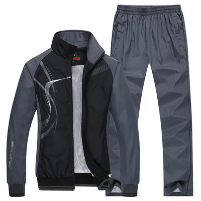 Set bărbați, primăvară toamnă, îmbrăcăminte sport pentru bărbați, seturi 2 piese, jachetă cu fermoar + pantaloni, imprimeu casual, fitness, jogging, costum sport pentru bărbați M-5XL