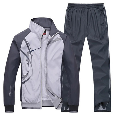 Set bărbați, primăvară toamnă, îmbrăcăminte sport pentru bărbați, seturi 2 piese, jachetă cu fermoar + pantaloni, imprimeu casual, fitness, jogging, costum sport pentru bărbați M-5XL