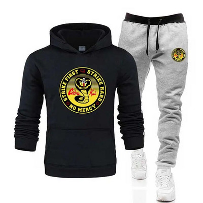 Seturi pentru bărbați Snake Cobra Kai, cu hanorace+pantaloni Harajuku, en-gros, costume sportive, hanorace ocazionale, trening, îmbrăcăminte sportivă