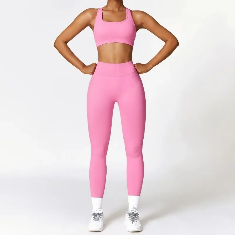 Jógakészlet 2 részes, zökkenőmentes bordás edzésruhák női sportmelltartó magas derekú rövidnadrág jóga leggings öltöny fitnesz edzőterem ruházat