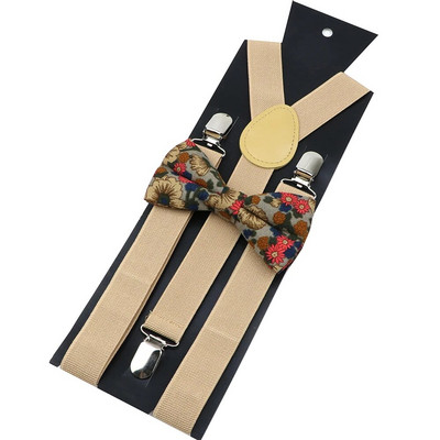 Βαμβακερές ζαρτιέρες Florla Σετ παπιγιόν ανδρικές γυναικείες τιράντες Παπιγιόν Y-πλάτη Ρυθμιζόμενο με κλιπ ελαστικές ζώνες λουριά Αξεσουάρ γάμου