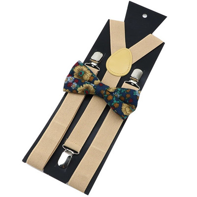 Βαμβακερές ζαρτιέρες Florla Σετ παπιγιόν ανδρικές γυναικείες τιράντες Παπιγιόν Y-πλάτη Ρυθμιζόμενο με κλιπ ελαστικές ζώνες λουριά Αξεσουάρ γάμου