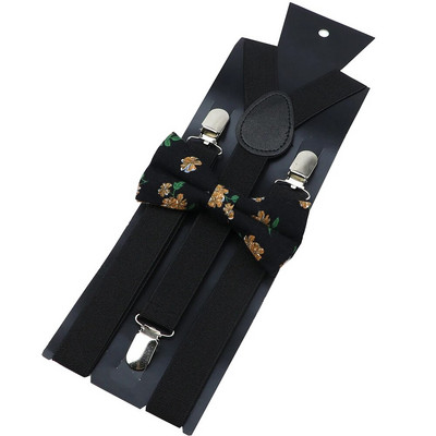 Βαμβακερές ζαρτιέρες Florla Σετ παπιγιόν ανδρικές γυναικείες τιράντες Παπιγιόν Y-πλάτη Ρυθμιζόμενο με κλιπ ελαστικές ζώνες λουριά Αξεσουάρ γάμου