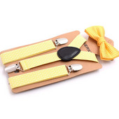 Set papion Europa și America pentru copii, cu 3 bretele cu cleme, cu clemă în formă de Y imprimată, portjartieră galbenă