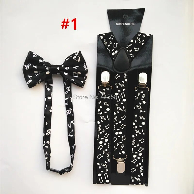 LB018- 2016 m. Nauji vyriški madingi 1 colio pločio juodai balti muzikiniai natos petnešos peteliškės komplektai moteriški petnešėlių komplektai