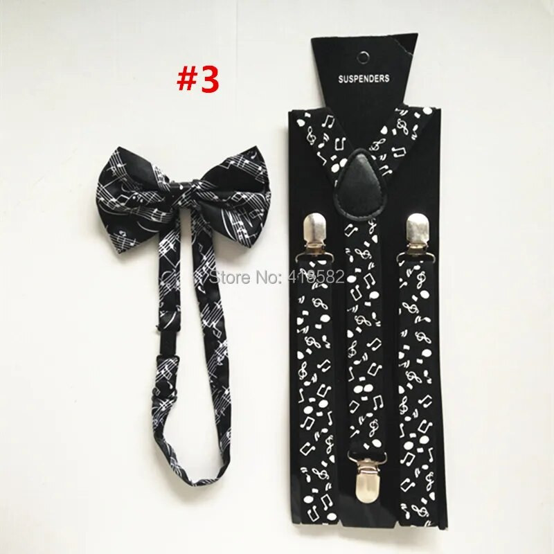 LB018- 2016 m. Nauji vyriški madingi 1 colio pločio juodai balti muzikiniai natos petnešos peteliškės komplektai moteriški petnešėlių komplektai