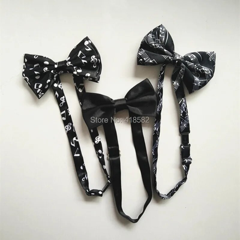 LB018- 2016 m. Nauji vyriški madingi 1 colio pločio juodai balti muzikiniai natos petnešos peteliškės komplektai moteriški petnešėlių komplektai