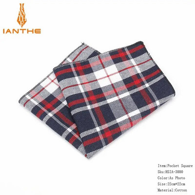 Patrat de buzunar pentru bărbați cu model în carouri batistă Hanky de modă pentru bărbați Costume de afaceri Hachiuri de epocă Accesorii pentru prosop bleumarin