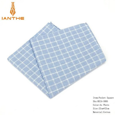 Patrat de buzunar pentru bărbați cu model în carouri batistă Hanky de modă pentru bărbați Costume de afaceri Hachiuri de epocă Accesorii pentru prosop bleumarin