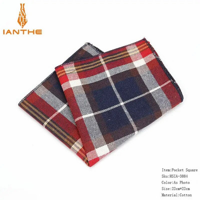 Patrat de buzunar pentru bărbați cu model în carouri batistă Hanky de modă pentru bărbați Costume de afaceri Hachiuri de epocă Accesorii pentru prosop bleumarin