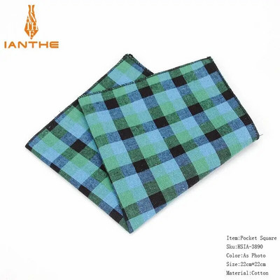 Patrat de buzunar pentru bărbați cu model în carouri batistă Hanky de modă pentru bărbați Costume de afaceri Hachiuri de epocă Accesorii pentru prosop bleumarin