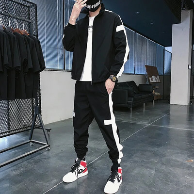 Costum sport cu potrivire a culorilor marca Tide, pentru bărbați, primăvară și toamnă, pentru băieți noi, versiunea coreeană a tendinței de costum casual din două piese
