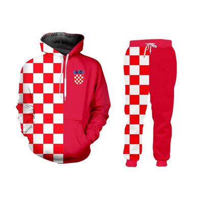 UWJI Custom Hoodie Ανδρικά/Γυναικεία Μπλουζάκια ποδοσφαίρου Κροατίας Αθλητικό χειμερινό κοστούμι Κόκκινο λευκό πλέγμα 3D εκτύπωσης Futebol Soccer Fitness Tees 6XL