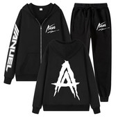 Tendință de toamnă noua jachetă cu fermoar imprimată Anuel AA + pantaloni casual Real Hasta La Muerte set sport unisex de înaltă calitate