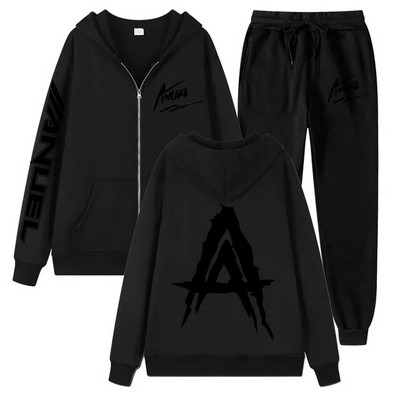 Tendință de toamnă noua jachetă cu fermoar imprimată Anuel AA + pantaloni casual Real Hasta La Muerte set sport unisex de înaltă calitate