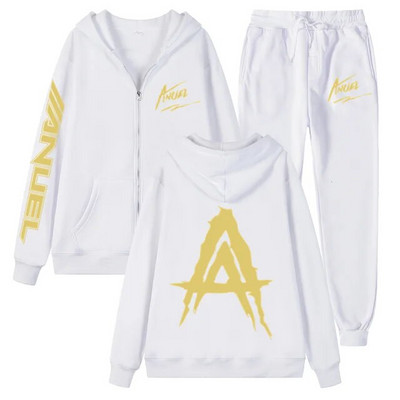 Tendință de toamnă noua jachetă cu fermoar imprimată Anuel AA + pantaloni casual Real Hasta La Muerte set sport unisex de înaltă calitate