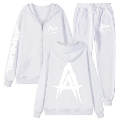 Tendință de toamnă noua jachetă cu fermoar imprimată Anuel AA + pantaloni casual Real Hasta La Muerte set sport unisex de înaltă calitate